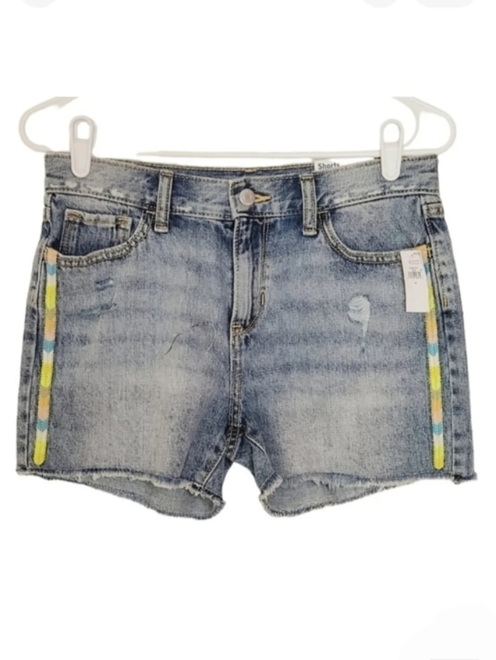 2116 * Old Navy Girls Global Trim Western Feather Denim Shorts Size 16 NWT